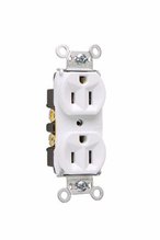 15A 125V Hard Use Spec-Grade Duplex Receptacle, Back and Side Wire, White