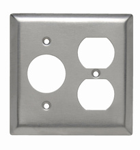 2-Gang 302/304 Stainless Steel Wall Plate, 1 Single Receptacle, 1 Duplex Receptacle 2-Gang 302/304 Stainless Steel Wall Plate, 1 Single Receptacle, 1 Duplex Receptacle