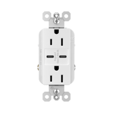radiant® 15W USB Outlet, Type C, 15A, Tamper-Resistant, White