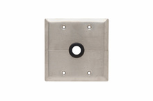 2-Gang 302/304 Stainless Steel Wall Plate, Communication Plate, Horizontal-Split for Television and Cable Lead-In with Center Opening