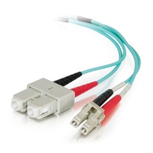 6.6ft (2m) LC-SC 50/125 OM4 Duplex Multimode PVC Fiber Optic Cable - Aqua 6.6ft (2m) LC-SC 50/125 OM4 Duplex Multimode PVC Fiber Optic Cable - Aqua