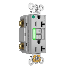 Hospital Grade Green Power-Indicating LED Tamper-Resistant 20A Duplex Self-Test GFCI Receptacles with SafeLock® Protection, Gray Hospital Grade Green Power-Indicating LED Tamper-Resistant 20A Duplex Self-Test GFCI Receptacles with SafeLock® Protection, Gray