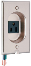 Discontinued - Clock Hanger Receptacles, Recessed with Stainless Steel Wall Plate, 15A, 125V