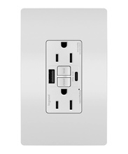 radiant® GFCI USB Outlet with SafeLock® Protection, Type A/C, 15A, Tamper-Resistant, White C4 radiant® GFCI USB Outlet with SafeLock® Protection, Type A/C, 15A, Tamper-Resistant, White C4