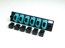 Q-Series, OFP Adapter Panel 6-MPO 50 micron aqua feed-through adapters, type A Q-Series, OFP Adapter Panel 6-MPO 50 micron aqua feed-through adapters, type A
