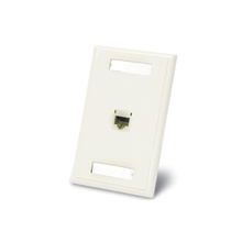 Discontinued - One Port Cat5E RJ45 Configured Single Gang Wall Plate - White
