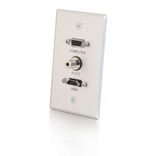 HDMI, VGA and 3.5mm Audio Pass Through Single Gang Wall Plate - Brushed Aluminum HDMI, VGA and 3.5mm Audio Pass Through Single Gang Wall Plate - Brushed Aluminum
