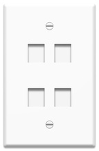 1-Gang, 4-Port Oversized Wall Plate, White 1-Gang, 4-Port Oversized Wall Plate, White
