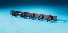 Cable Management Panel - five horizontal polycarbonate plastic distribution rings 1.75 H x 3 in D - 1 rack unit - black Cable Management Panel - five horizontal polycarbonate plastic distribution rings 1.75 H x 3 in D - 1 rack unit - black