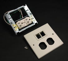 2-GANG W/ONE DUPLEX INSTALLED AND TRACJACK MINI ADAPTER-GRAY 2-GANG W/ONE DUPLEX INSTALLED AND TRACJACK MINI ADAPTER-GRAY