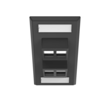 SINGLE GANG KEYSTONE ANGLED FACEPLATE, 4 PORT, BLACK