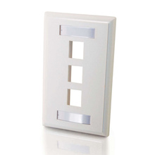 Three Port Keystone Single Gang Wall Plate - White Three Port Keystone Single Gang Wall Plate - White