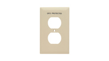 Discontinued - Discontinued - Pad Printed Wall Plate, GFCI Protected, One Gang Duplex Receptacle, Ivory