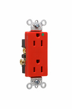 15A 125V Heavy Duty Hospital-Grade Decorator Duplex Receptacle, Back and Side Wire, Red
