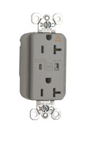 Discontinued - Discontinued - PlugTail® Isolated Ground Surge Protective Duplex Receptacle, Gray