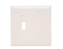 Combination Openings, 1 Toggle Switch and 1 Blank, Two Gang, White