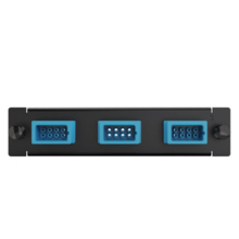 Q-Series, 3 acclAIM to acclAIM, OS2, Single-Mode, Passthrough Fiber Adapters, OFP Panel, 24 Fiber, Blue