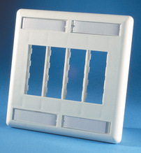 TRACJACK FACEPLATE, EIGHT-PORT (DUAL GANG), PLASTIC TRACJACK FACEPLATE, EIGHT-PORT (DUAL GANG), PLASTIC