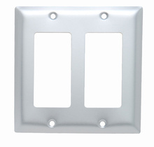 2-Gang Aluminum Wall Plate, 2 Decorator Openings