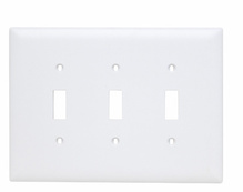 TradeMaster® Jumbo 3-Gang Nylon Wall Plate, 3 Toggle Switch Openings, White TradeMaster® Jumbo 3-Gang Nylon Wall Plate, 3 Toggle Switch Openings, White