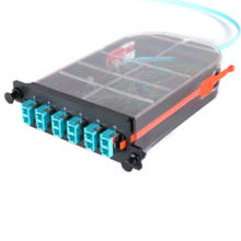 LM4 Cassette, 12 Fiber, LC Duplex (6), Multimode (OM4) to 1 Meter, 250um Ribbon Pigtail LM4 Cassette, 12 Fiber, LC Duplex (6), Multimode (OM4) to 1 Meter, 250um Ribbon Pigtail