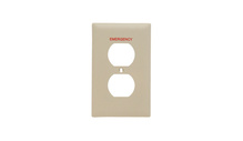 TradeMaster® 1-Gang Nylon Wall Plate, 1 Duplex Receptacle Opening, Pad Printed "Emergency", Ivory TradeMaster® 1-Gang Nylon Wall Plate, 1 Duplex Receptacle Opening, Pad Printed "Emergency", Ivory