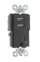 Discontinued - Discontinued - USB Charger with Hospital Grade Tamper-Resistant Single Receptacle, Brown