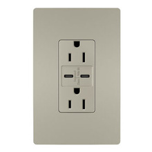 radiant® 15W USB Outlet, Type C, 15A, Tamper-Resistant, Nickel