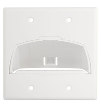 Double Gang Hinged Bullnose Wall Plate, White Double Gang Hinged Bullnose Wall Plate, White