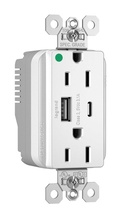 PlugTail® 3.1A Hospital Grade USB Outlet, Type A/C, 15A, White