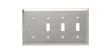 4-Gang 302/304 Stainless Steel Wall Plate, 3 Toggle Switch, 1 Blank 4-Gang 302/304 Stainless Steel Wall Plate, 3 Toggle Switch, 1 Blank
