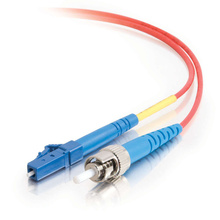 Discontinued - 16.4ft (5m) LC-ST 9/125 OS2 Simplex Single-Mode Fiber Optic Cable - Plenum CMP-Rated - Red
