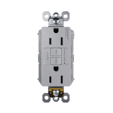 PlugTail® Specification Grade 15A Duplex Self- Test Feed-Through GFCI Receptacles with SafeLock® Protection, Gray