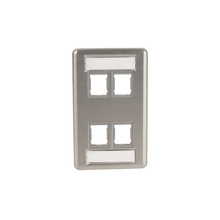 Stainless Steel HDJ 4-Port, 1-Gang Faceplate with Label Field Stainless Steel HDJ 4-Port, 1-Gang Faceplate with Label Field