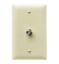 1-Gang Pre-configured Wall Plate with One F-Type Coupler, Ivory 1-Gang Pre-configured Wall Plate with One F-Type Coupler, Ivory