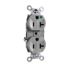 20A 125V Hospital-Grade Tamper-Resistant Dual Controlled Plugload Compact Duplex Receptacle, Back and Side Wire, Gray 20A 125V Hospital-Grade Tamper-Resistant Dual Controlled Plugload Compact Duplex Receptacle, Back and Side Wire, Gray