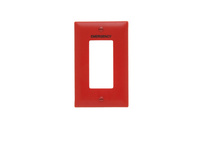 TradeMaster® 1-Gang Nylon Wall Plate, 1 Decorator Opening, Pad Printed "Emergency", Red
