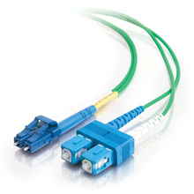 Discontinued - 32.8ft (10m) LC-SC 9/125 OS2 Duplex Single-Mode Fiber Optic Cable - Plenum CMP-Rated - Green
