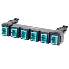 HDJ Series 6 SC to SC Simplex Fiber Adapter Panel, 6-Fiber OM3 - Aqua
