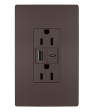 radiant® 3.1A USB Outlet, Type A/C, 15A, Tamper-Resistant, Dark Bronze