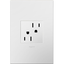 adorne® 15A Dual Tamper-Resistant Outlet with Gloss White Wall Plate