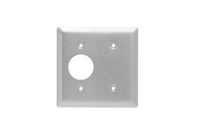 2-Gang 302/304 Stainless Steel Wall Plate, 1 Blank and 1 Single Receptacle