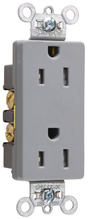 15A 125V Spec-Grade Tamper-Resistant Decorator Duplex Receptacle, Back and Side Wire, Gray