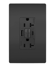 radiant® GFCI USB Outlet with SafeLock® Protection, Type A/C, 20A, Tamper-Resistant, Black