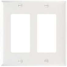 2-Gang Thermoset Wall Plate, 2 Decorator Openings, White 2-Gang Thermoset Wall Plate, 2 Decorator Openings, White