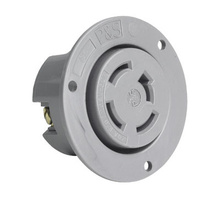 Turnlok® Industrial Spec Grade 20A Non-NEMA Flanged Outlet, Gray Turnlok® Industrial Spec Grade 20A Non-NEMA Flanged Outlet, Gray