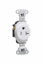 20A 125V Construction Spec-Grade Tamper-Resistant Single Receptacle, Back and Side Wire, White 20A 125V Construction Spec-Grade Tamper-Resistant Single Receptacle, Back and Side Wire, White