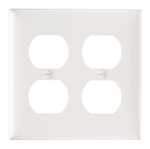 2-Gang Thermoset Wall Plate, 2 Duplex Receptacle Openings, White 2-Gang Thermoset Wall Plate, 2 Duplex Receptacle Openings, White