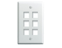 1-Gang, 6-Port Wall Plate, White 1-Gang, 6-Port Wall Plate, White