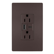 radiant® 15W USB Outlet, Type A/C, 15A, Tamper-Resistant, Dark Bronze